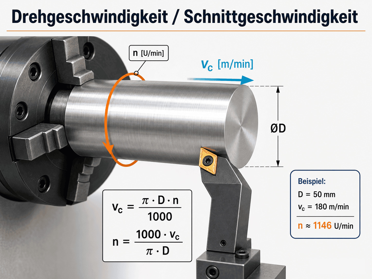 Drehgeschwindigkeit und Schnittgeschwindigkeit